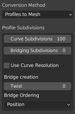 Profiles to Mesh Options